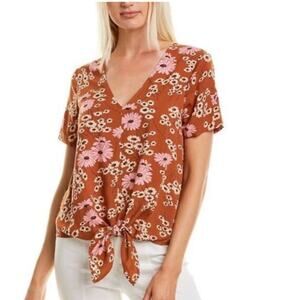 Madewell Novel Tie-Front Top in the Hillside Daisies size L